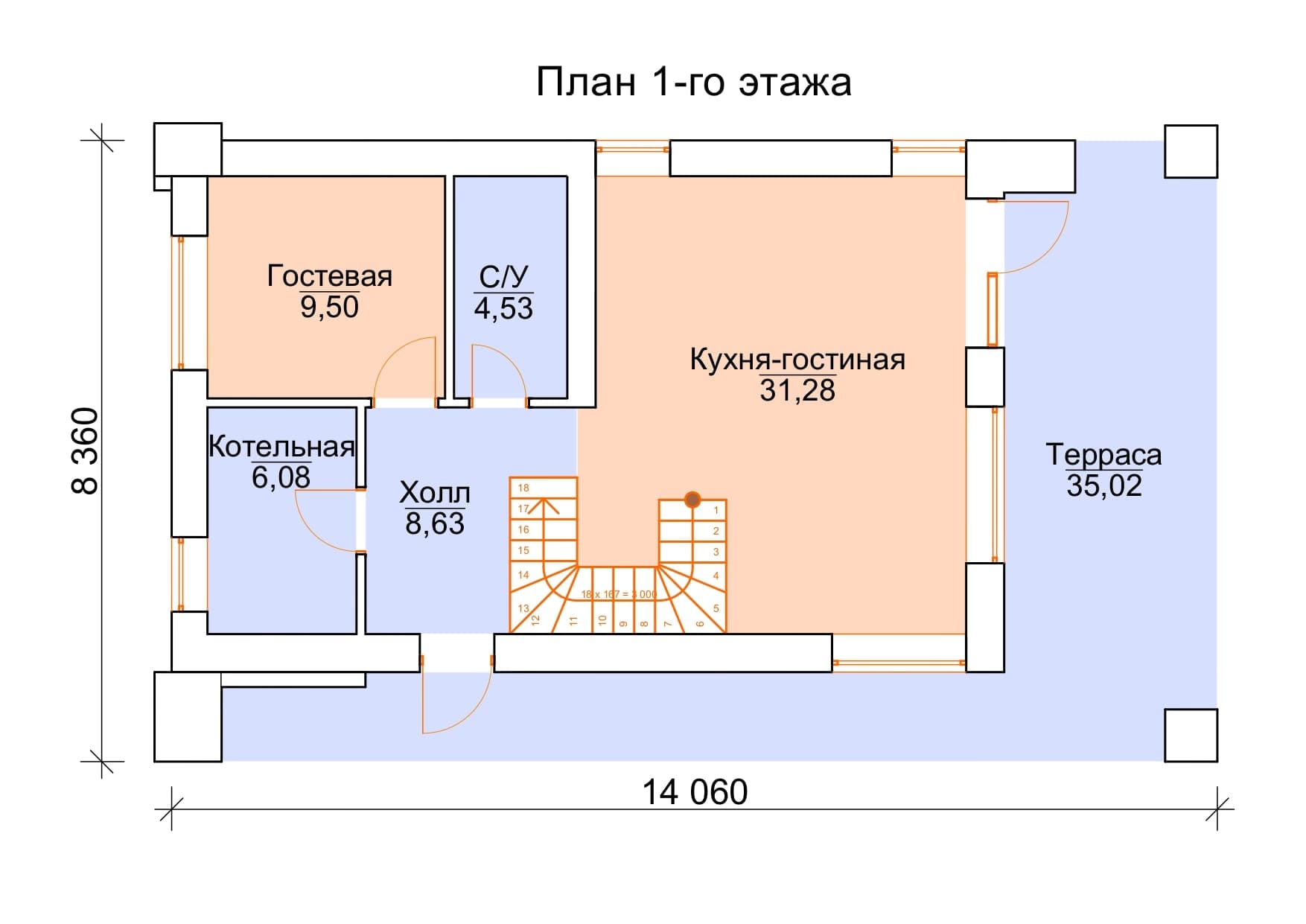 Дом ГК 179.02: план 1 этажа