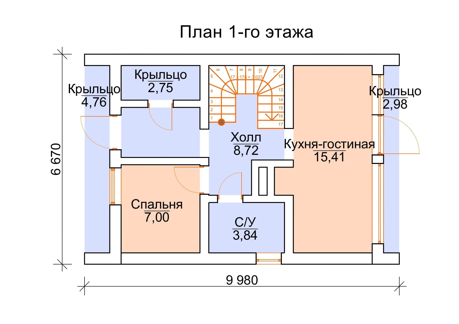 Барн ГК 102.02: план 1 этажа